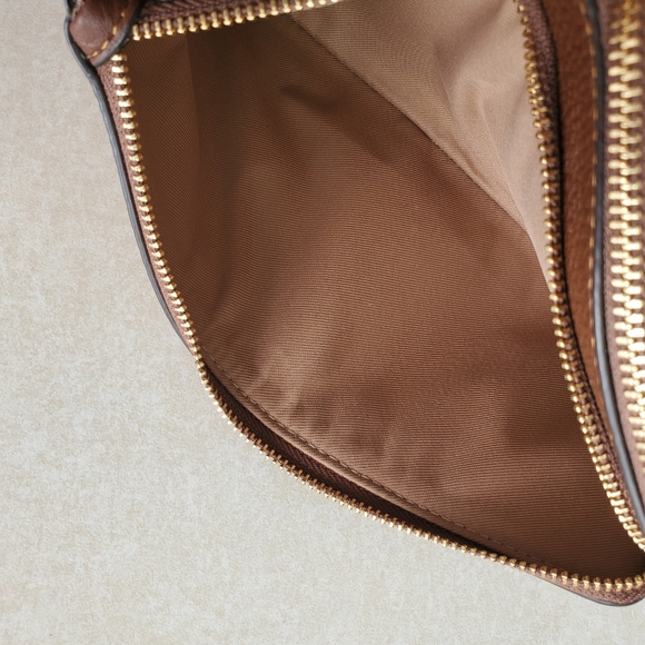 Coach Double Zip Wallet in Blocked Signature Canvas Brown Tan Wristlet - Picture 8 of 10